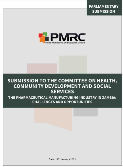 PMRC Presentation to Parliament – The Pharmaceutical Manufacturing Industry in Zambia