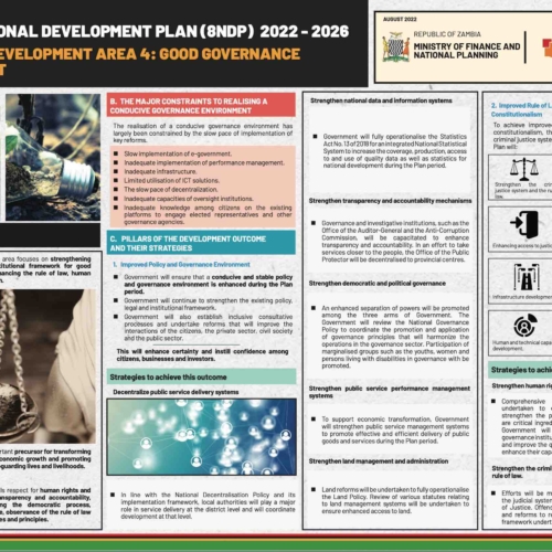 Eighth National Development Plan (8NDP)  2022 – 2026 Strategic Development Area 3 – Good Governance Environment
