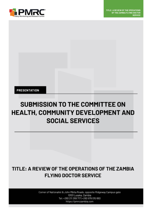 PMRC Parliamentary Presentation – A Review of the Operations of the Zambia Flying Doctor Service