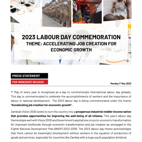 PMRC Press Statement – 2023 Labour Day Commemoration Theme – Accelerating Job Creation for Economic Growth
